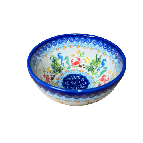 Polish Pottery 5 inch ice cream bowl Crab and Seahorse