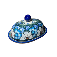 Load image into Gallery viewer, Blue and Grey Wildflower Butter Dish