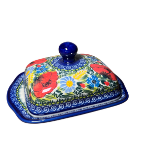 Red Poppy Large Butter Dish