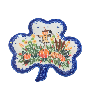 Scarecrow Shamrock Clover Plate