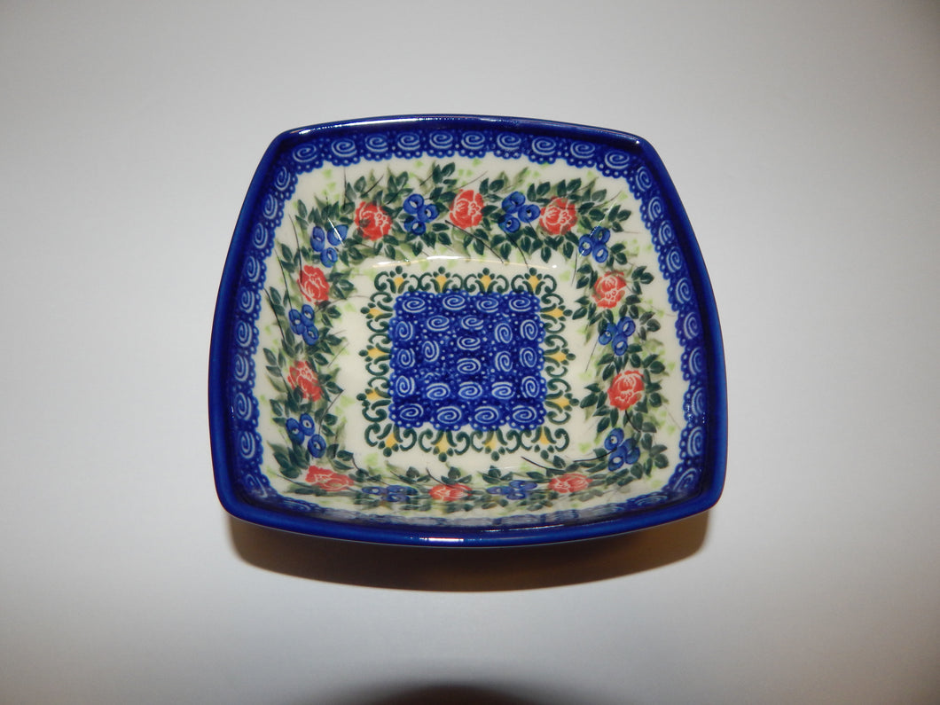 Small Square Bowl- Red Roses